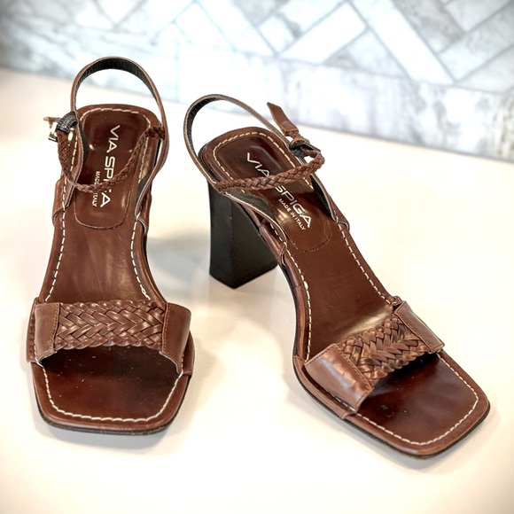 Via Spiga Shoes - 2/$100 VIA SPIGA vintage Dark Brown Heeled Sandals, braided leather details